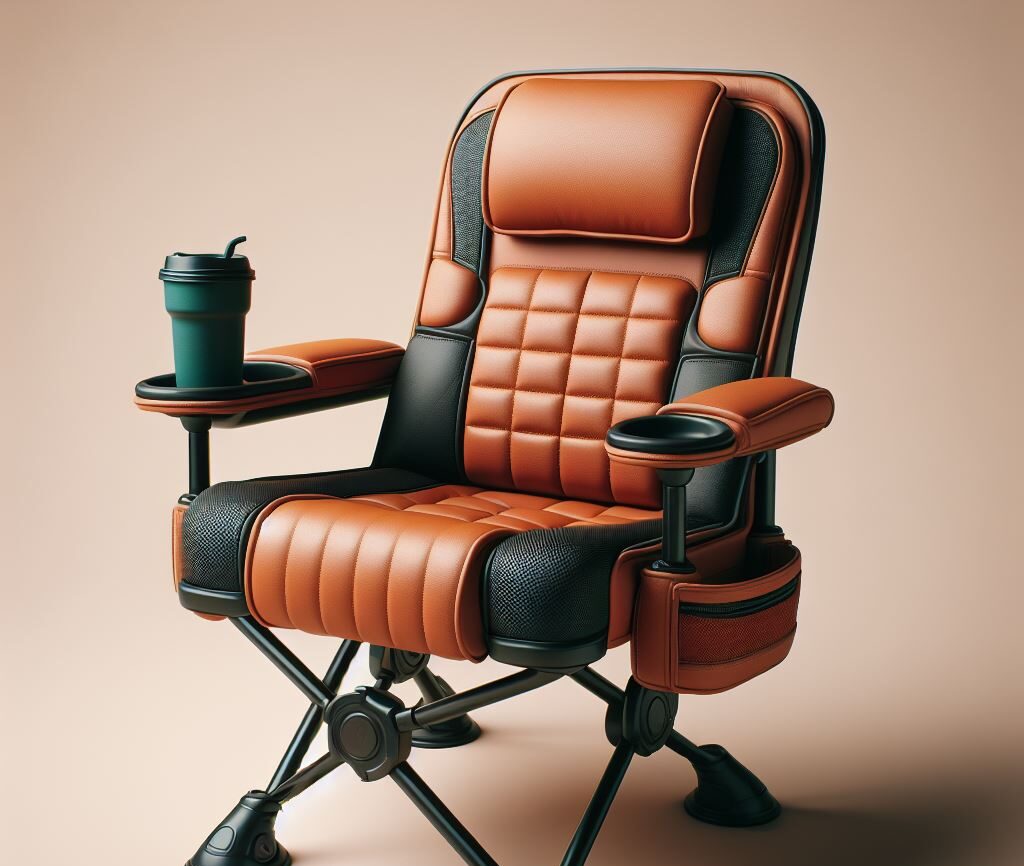 Fusion Camping Chair With Built-In Cooler & Side Table - Portable Outdoor Chair For Beach, Lawn & Tailgating